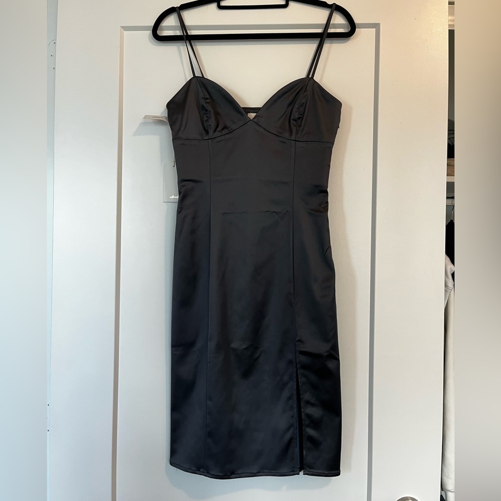Wilfred Black Strapless Satin Slip Dress